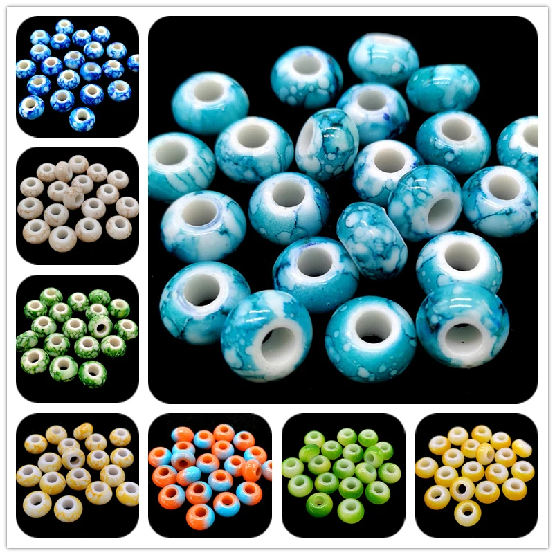 12pcs 15x9mm Big Hole Beads Oblate Circle Space  for Jewelry Making Bracelet Pendant DIY