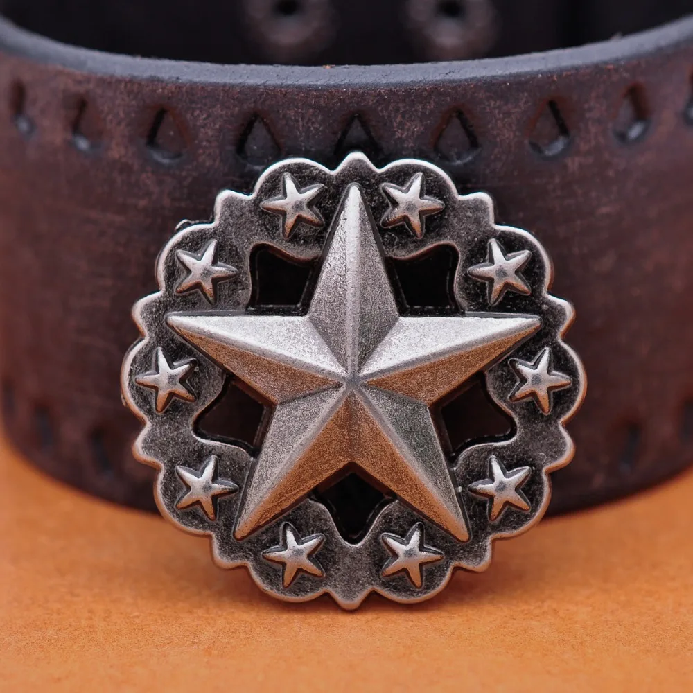 3.6X3.6CM 10 sztuk Punk w stylu Vintage srebrny zachodnim teksasem gwiazda z ćwiekami nitami galanterii skórzanej siodło Conchos dla skóra nit z powrotem