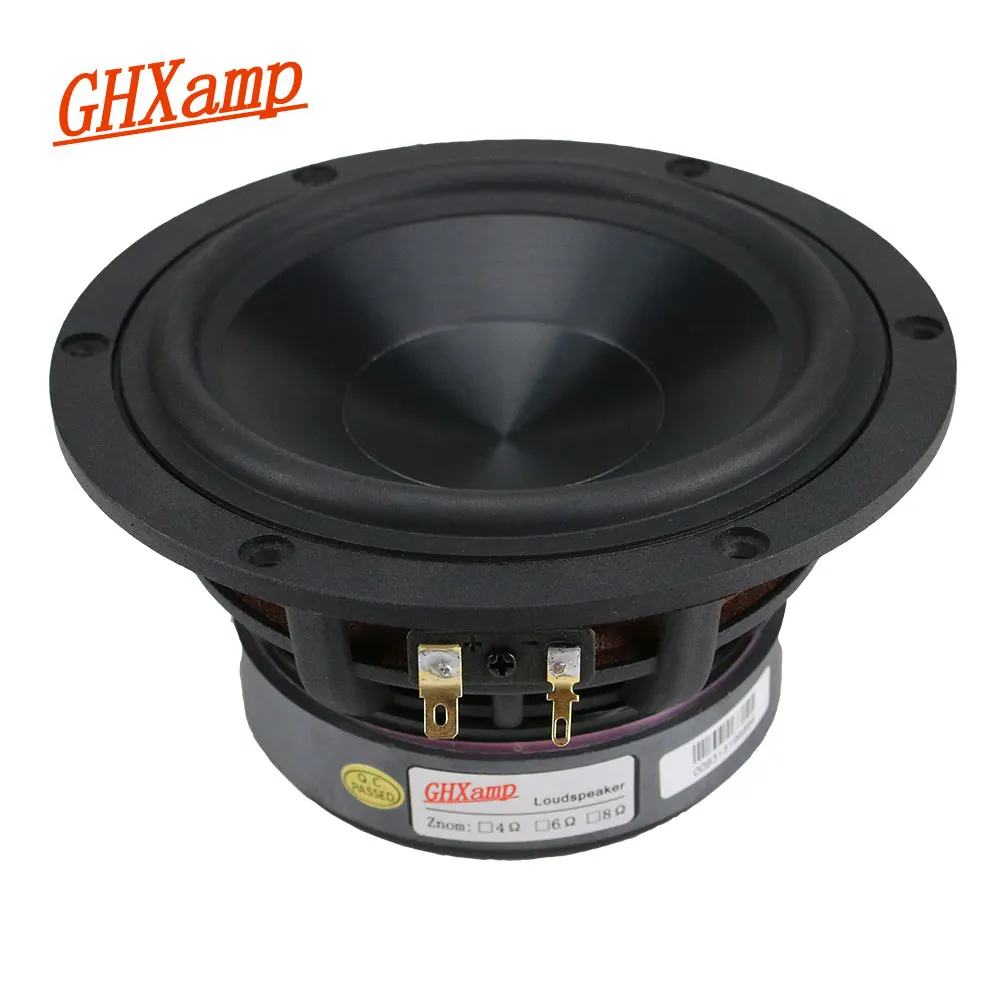 GHXAMP 5.25 Cal głośnik basowy 60W zestaw głośników niskotonowych HiFi aluminium ceramiczne czarny diament Booksheft kino domowe 55HZ-3.2KHz 1 szt