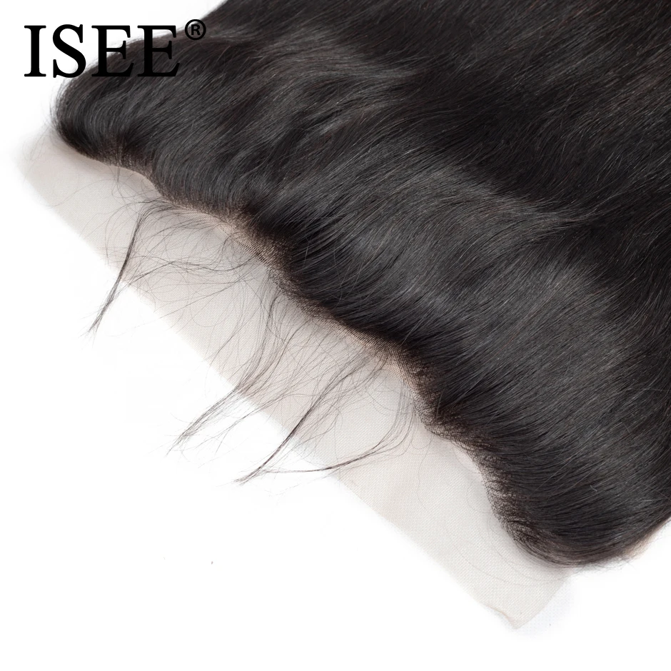ISEE HAIR Brazilian Straight Lace Frontal Closure 13*4 Ear to Ear Free Part Frontal 130% Destiny Remy Hair can be dyed