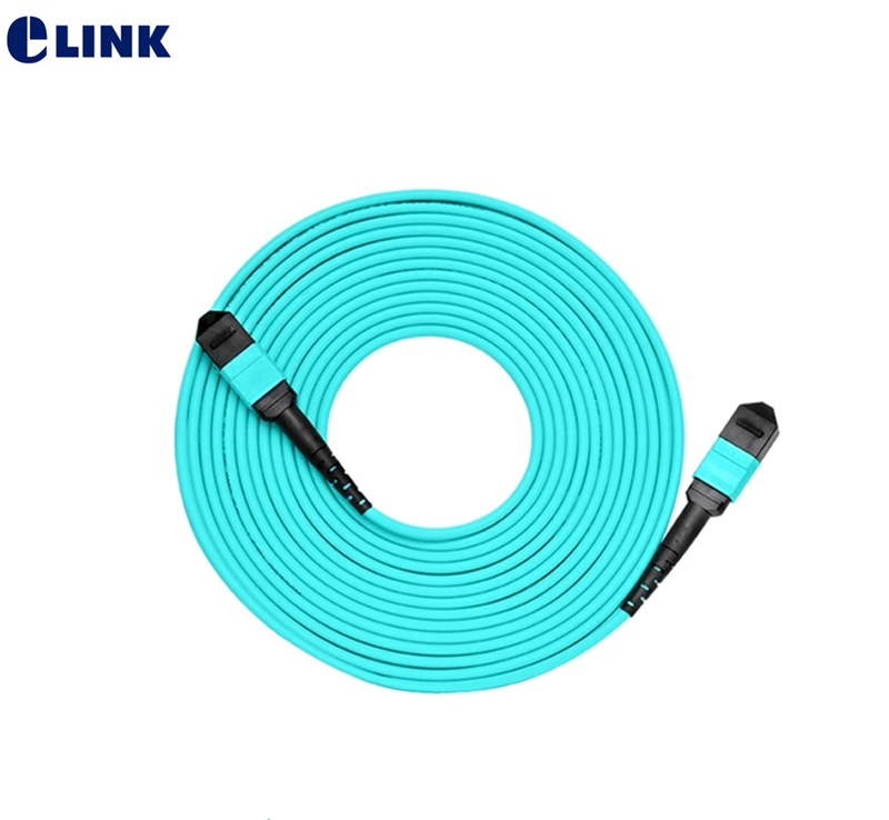 MPO-MPO patchcord 12cores OM4 female B type 2 3 5 10 15m fiber optic patch lead round cable aqua OM3 MTP 12 strands ftth jumper