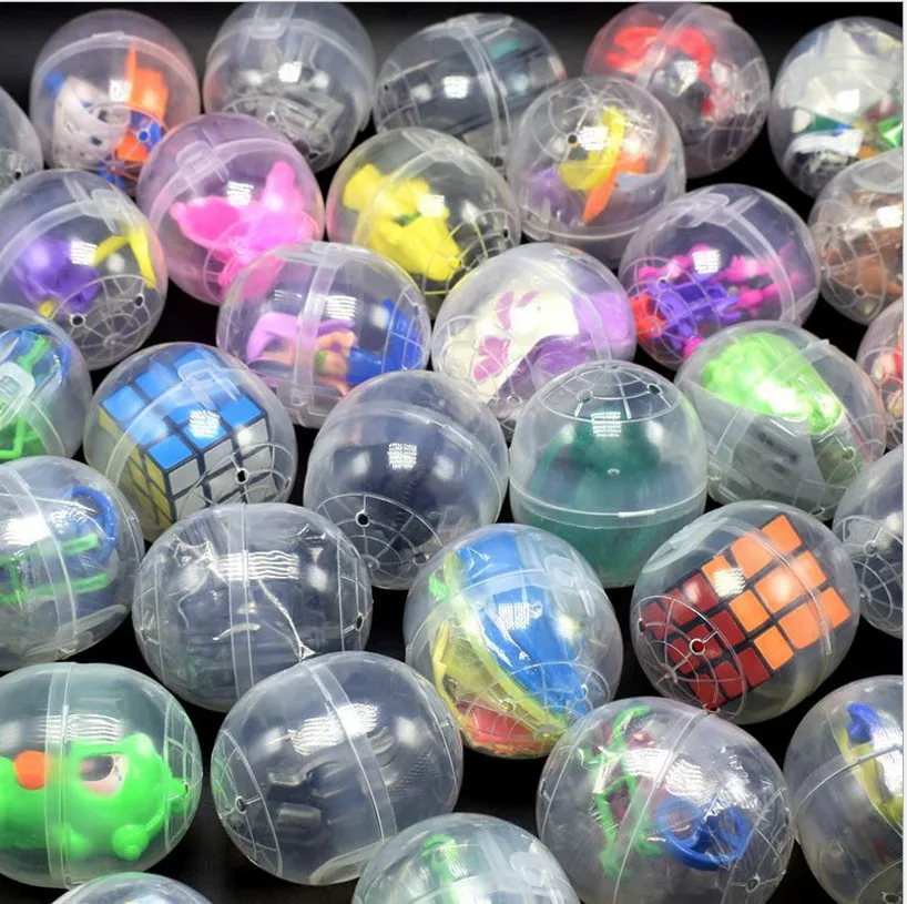 10pc/pack 47mm*55mm Clear Plastic Siamese Capsules Toy Balls With Different Toy Ramdom Mix For Vending Machine