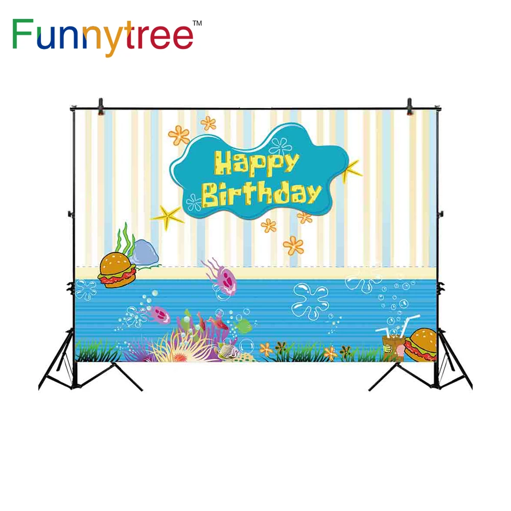 Funnytree professional photography background underwater hamburger Jellyfish stripes birthday for photography backdrop vinyl