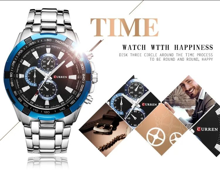 2022CURREN Top Marke Quarzuhr Männer Wasserdichte Sport Military Armbanduhr Männer Business Edelstahl Männliche Uhr Reloj Hombre – Detail 6