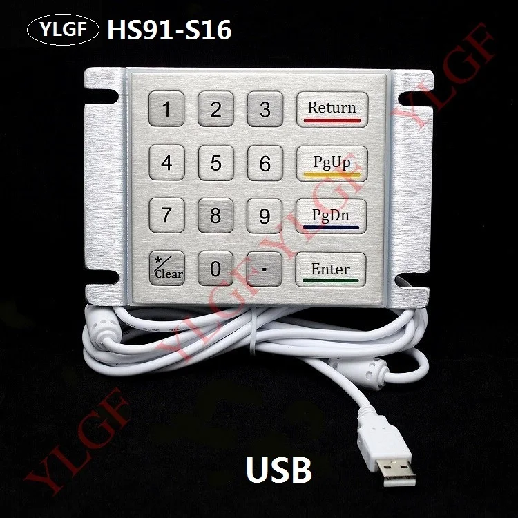 

Metal Keyboard Embedded Keyboard Ylgf Usb Interface 16 Key Waterproof Ip65 Dust Anti Violence Stainless Steel Ring