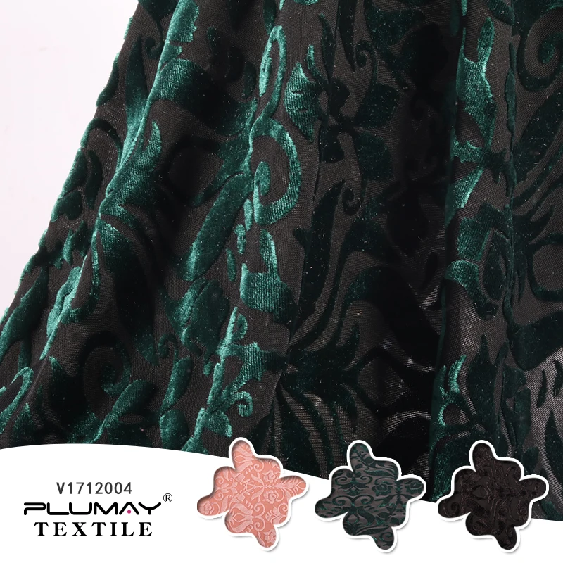 velvet fabric multicolor knitted soft，4 way stretch damask silk burnout  for garment68%polyester 24%nylon 8%spandex