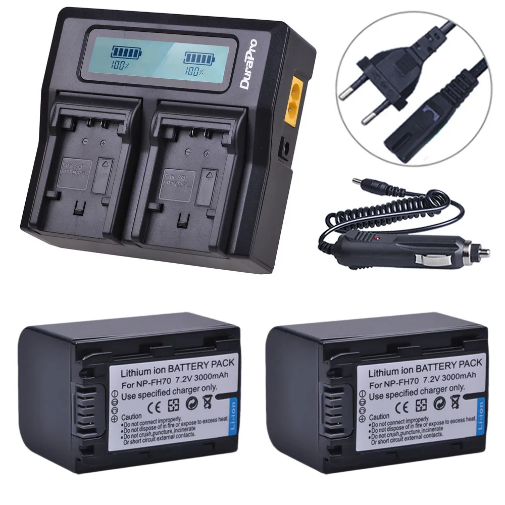 Batmax 2pc 3000mAh NP-FH70 NPFH70 battery+LCD Rapid Dual Charger for sony NP-FH30 NP-FH100 NP-FH50 HDR-CX12E,HDR-CX7E,HDR-SR10E,