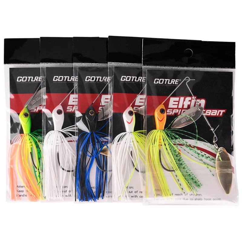 Goture High Quality Fishing Lure Spinnerbait 20g/24g Double Metal Willow Blades Silicone Skirt Spinner Lure Bait With 3/0# Hook