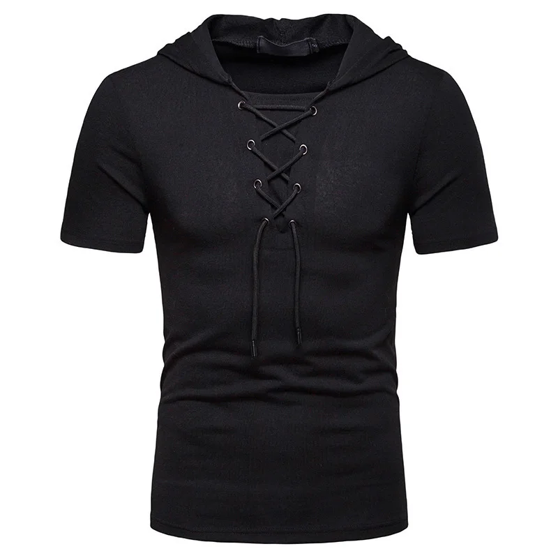 Hooded T Shirt Men 2021 New Short Sleeve Streetwear O Neck Mens tshirts Summer Casual Slim Fit Hoody Tee Shirt Homme Top Tees