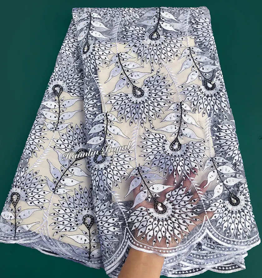 Pink Grey peacock embroidery African french lace latest Nigerian tulle fabric with lots of stones high quality