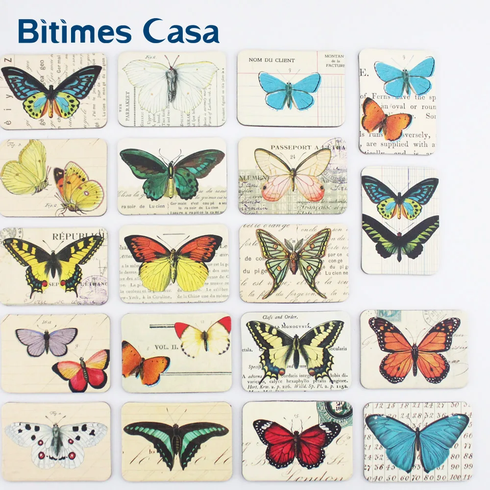 Bitimes 24PCS/Set Colorful Butterfly Refrigerator Fridge Magnets Stickers Insect Design Magnetic Stickers Home Decoration