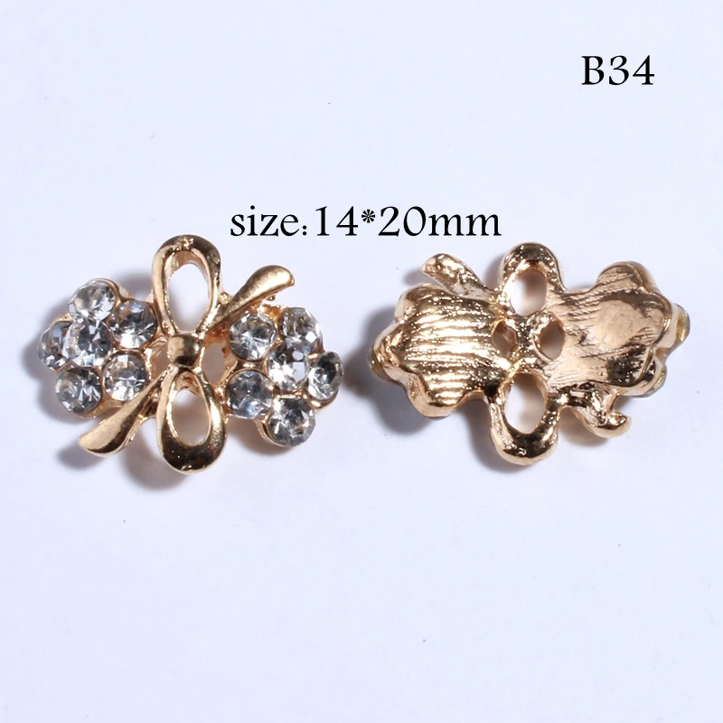 Chic Crystal Clear Rhinestone Botões, pérolas marfim para convites de casamento, botão decorativo liga de metal, U Pick, 10pcs