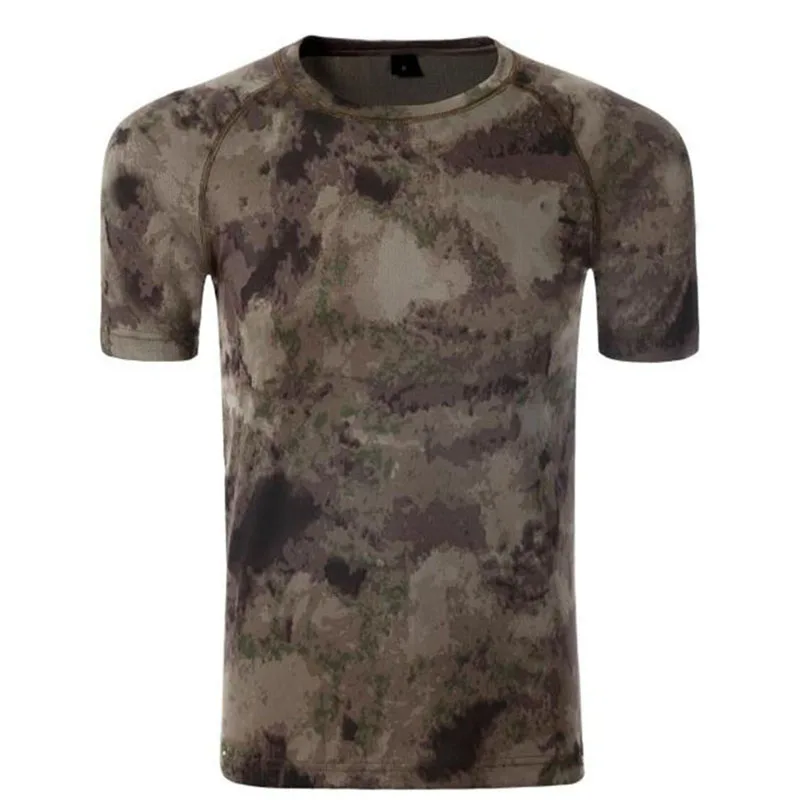 Camouflage Shirt Quick Dry Breathable Tights Army Tactical T-shirt Mens Compression T Shirt Fitness Summer Bodybulding