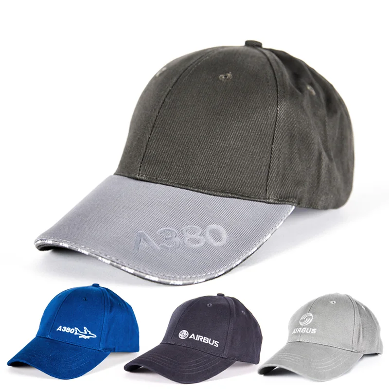 AIRBUS A380 Baseball Cap Embroidery Cotton Hat Blue / Grey , Adjustable, Gift for Airport Staff Flight Crew Pilot Men women