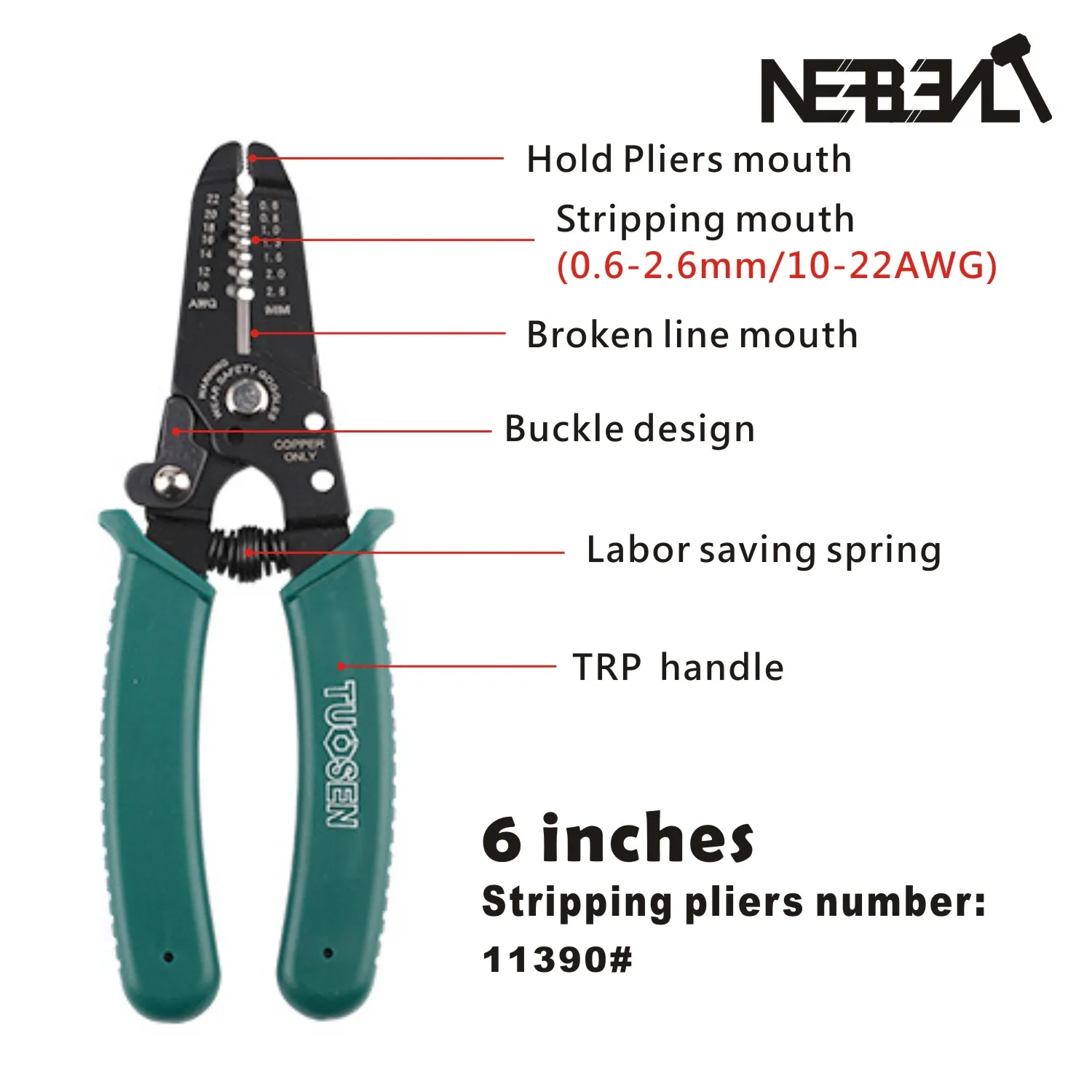 TUOSEN Wire Stripper Decrustation Pliers Multi tool Repair Tool Pliers Cable Wire Stripping Pliers Crimping Pliers Combination