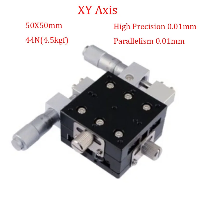 

XY Axis 50x50mm Trimming Platform Linear Stage Table Manual Displacement Platform Parallelism Precision 0.01mm Sliding Table