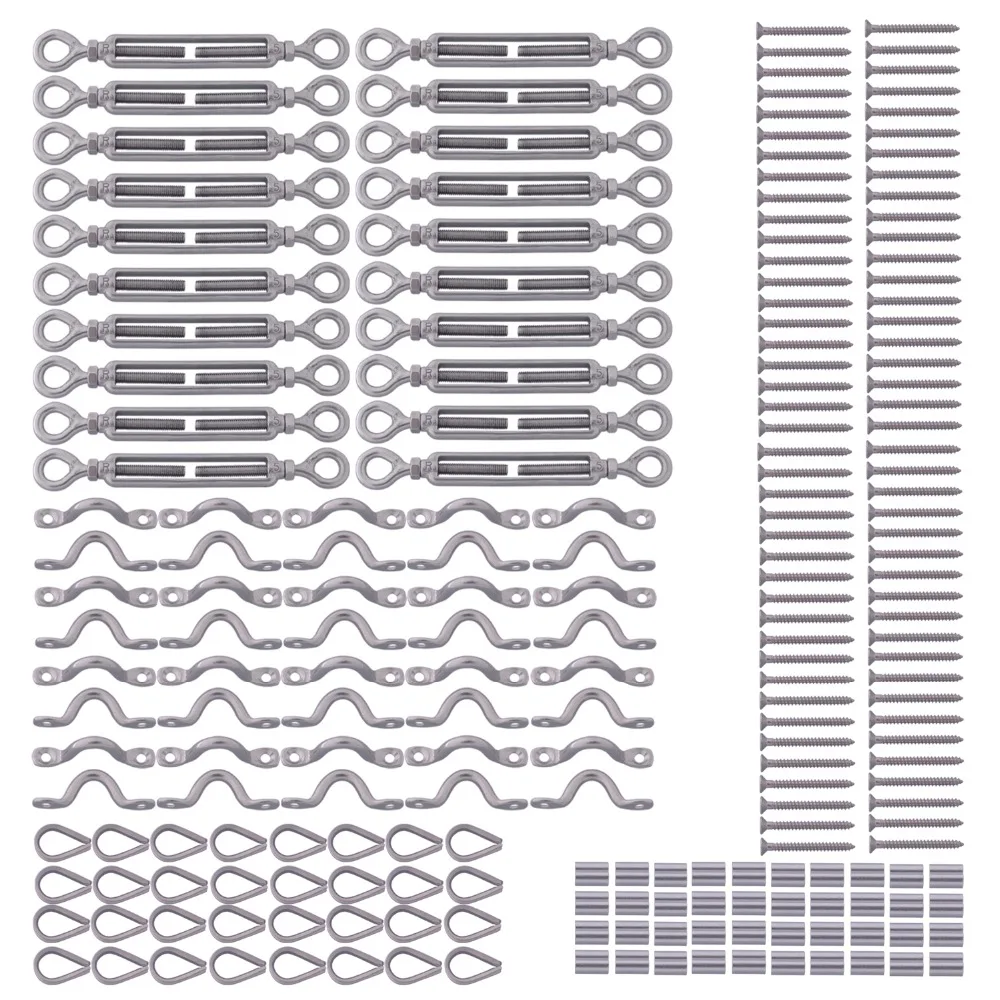 20/Group Stainless Steel G316 Used for Wooden Posts Balustrade Turnbuckle Kit Wire Handrail Cable DIY