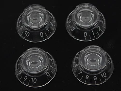 KAISH Set of 4 Clear Transparent LP Guitar Bell Knobs Top Hat Knob with White Numbers Fits Epip Les Paul or SG