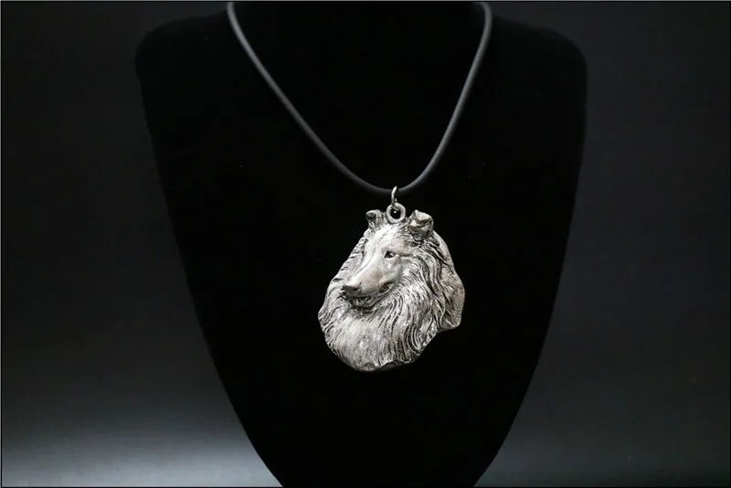 Rough Collie dog necklace  Handmade keychain  Embossed  pendant jewelry golden colors plated fast delivery