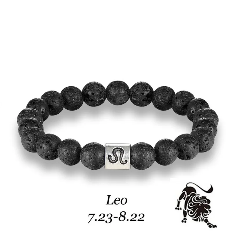 Stone bracelet beads lava natural homme fashion bangles Bracelet Men 12 Constellation Accessorie Jewelry male Lover Gifts