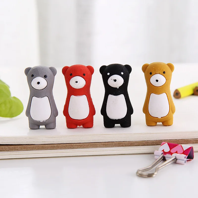 1 pcs Creative Cartoon Standing Dumb Bear Eraser Pencil Student Stationery Eraser Wholesale