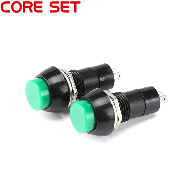 10Pcs/Set PBS-11A Self-locking Round Switch Button 250V/3A Light Switch DIY Touch Switch green