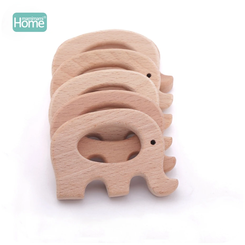 Mamimamihome bebê montessori brinquedos educativos 10pc elefante de madeira faia mordedor de madeira pulseira brinquedos para recém-nascidos chocalhos do bebê