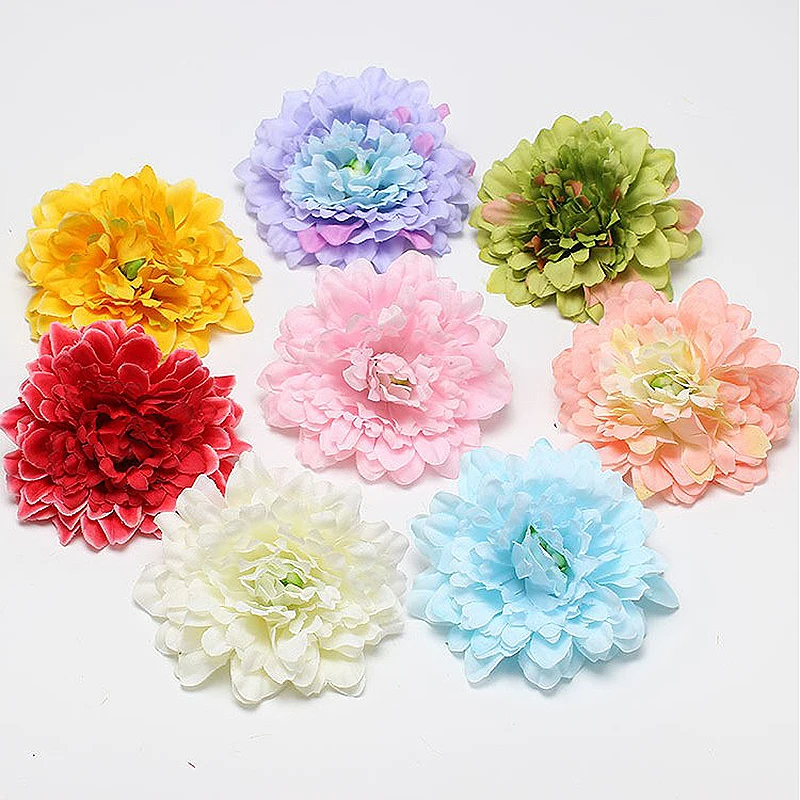 

10pcs Real Feeling Chrysanthemum Gerbera Daisy Dahlia DIY Home Wedding Mirror Decoration Flower Head American Country Style