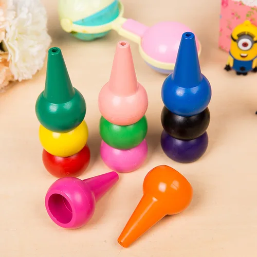 Imagen 2 del producto Crayón de color de seguridad no tóxico para niños, suministros de arte para dedos 3D para bebés, guardería, papelería educativa fácil de borrar para niños