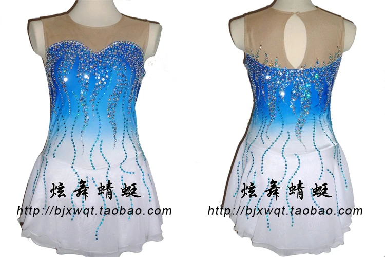 

blue ice skating dress hot sale blue figure skating clothing custome girls ice dress for skating free shipping