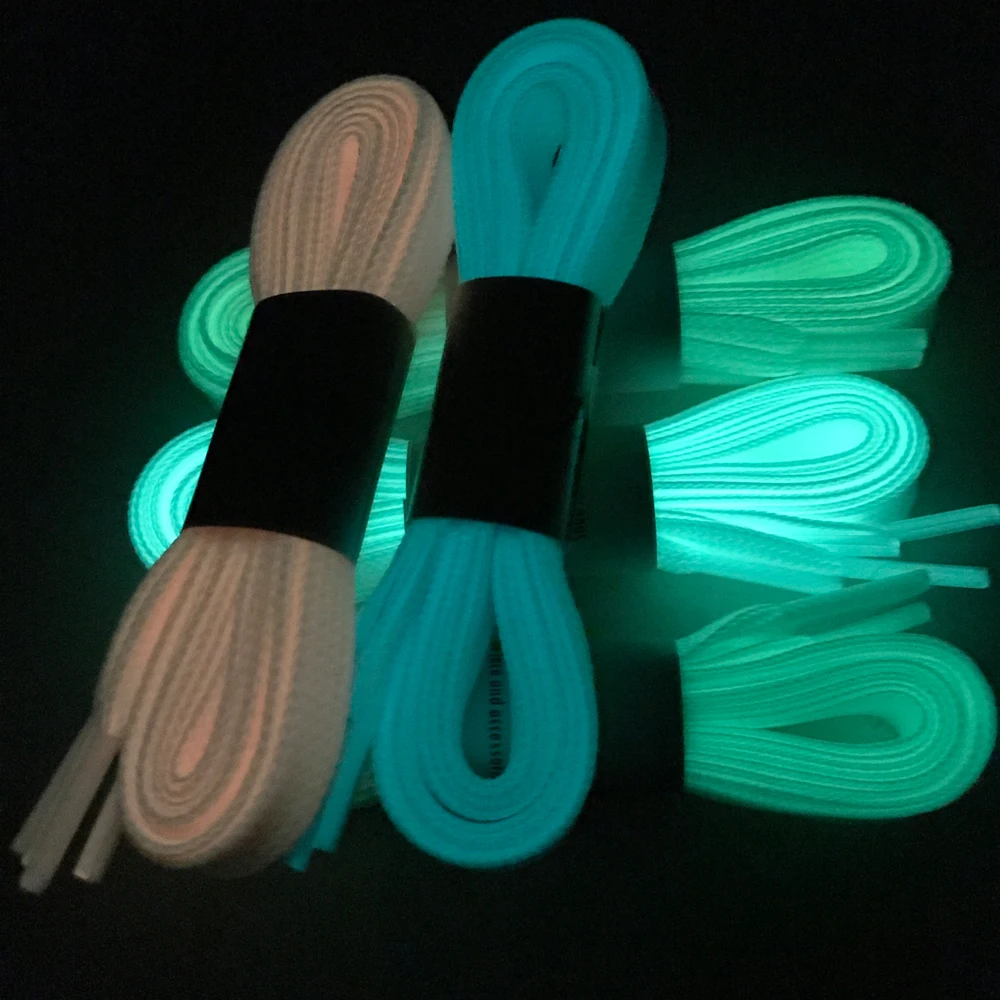 Lacets fluorescents pour chaussures de sport, 1 paire, 100cm, lumineux, brille dans la nuit, couleur fluorescente, pour athlétisme, réfléchissants