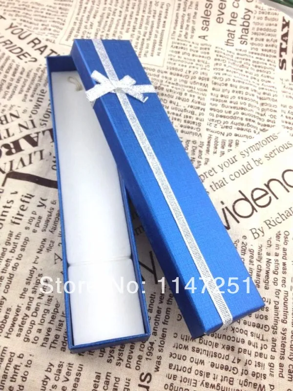 

Hot Sale 48pcs/lot Blue Paper Necklace Box 20x4x2cm Wedding Decoration Anklet Bracelet Necklaces Display Packaging Boxes