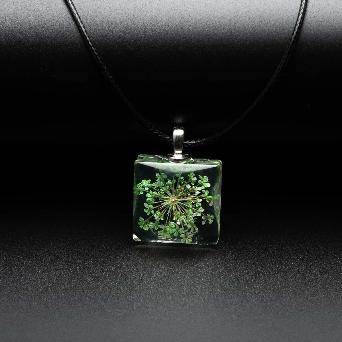 Flower in square Glass necklace Pendant Fashion glass ball necklaces Classic style Jewelry #FY401