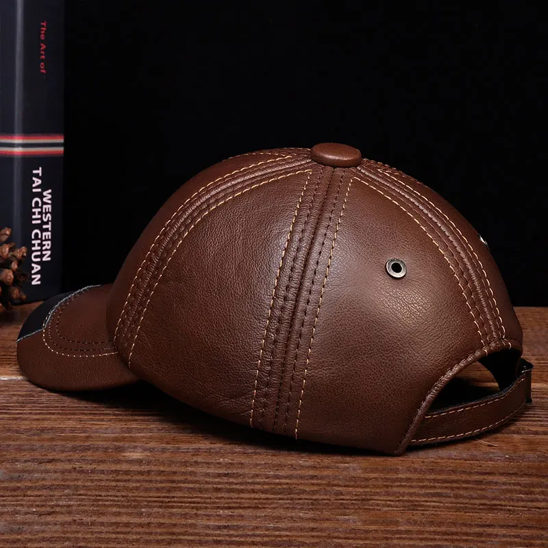 HL100 Aorice Brand New Real Cow Skin Leather Baseball Caps Hats Men\'s Genuine Leather Baseball Cap Hat