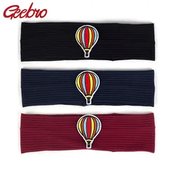 Geebro Summer Baby Girls Balloon Patch Cotton Headbands Soft Elastic Ribbed Hairbands for Kids Childs Hair Bands Accessories