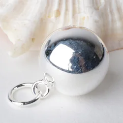Solid 925 Sterling Silver Round Dangle Earring Pendant Charm Beads,Round Loose Ball with Closed Jump Ring,Jewelry DIY Findings