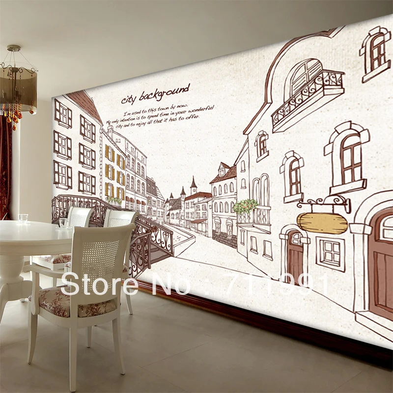 

Free shipping fashion large mural Backstreet bedroom sofa TV landscape wallpaper landscape wallpaper size customization