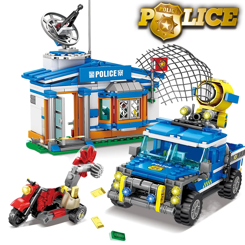 Newest SWAT City Police Station Blocks Motorbike Helicopter Model Building Blocks City Bricks Block Building Toys For Children