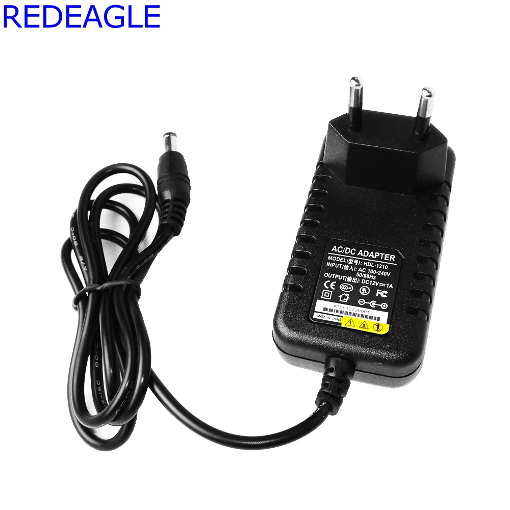 

REDEAGLE 12V 1A Power Adapter AC 100 to 240V 50/60Hz Input to DC 12V 1000mA Output US or EU Plug For CCTV Camera System