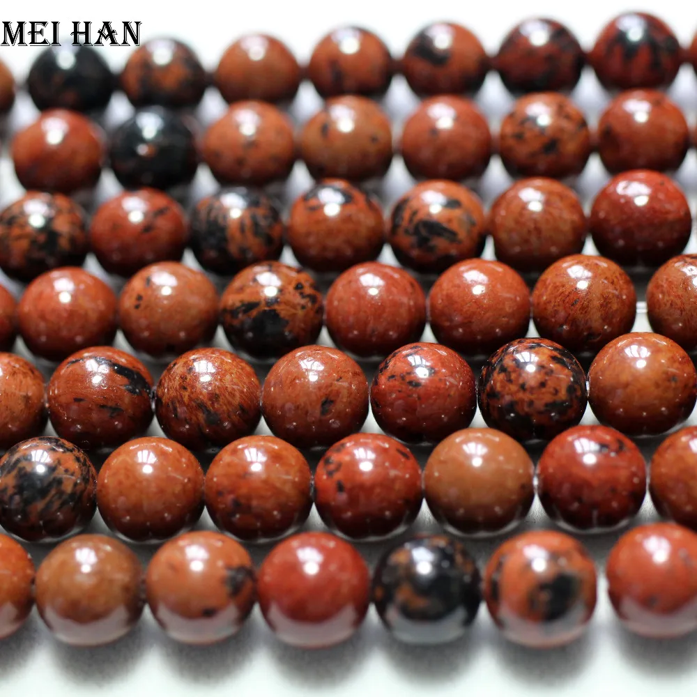 Meihan (Free Shipping) ( 2strands/set) natural 8mm 10mm Mahogany Obsidian smooth round loose beads for jewelry making design