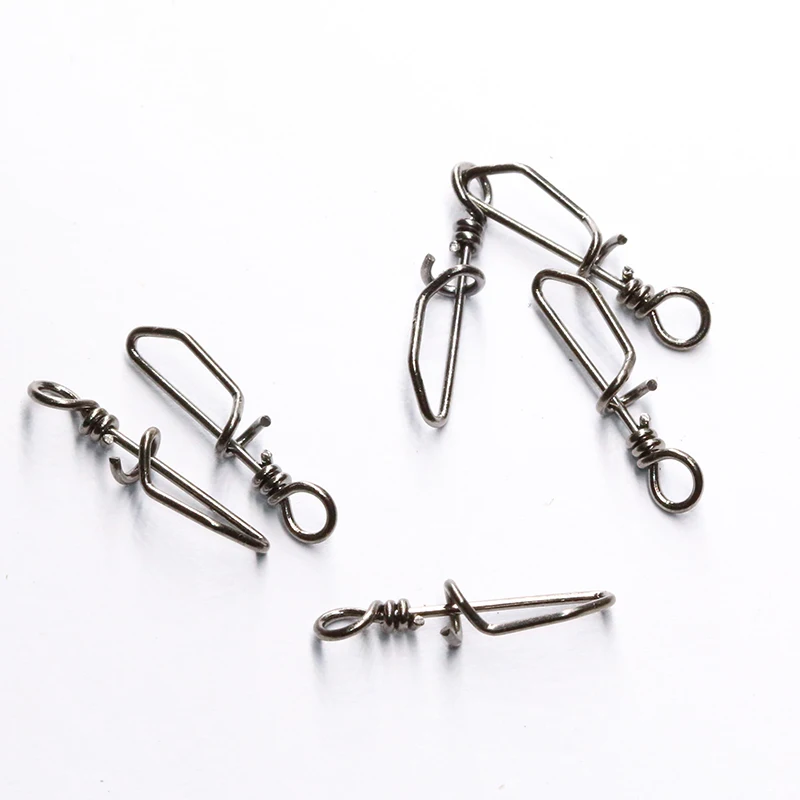 HXY PCS100 SIZE(6# to 12#) Stainless Steel Lure Connector Rotary T-shape Squid Snap Safety Pin Fishing Swivels Accessories