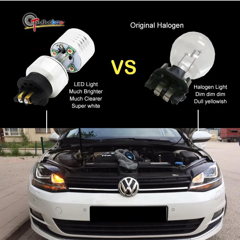 2pcs CANbus Error Free 20W PW24W PWY24W LED Bulbs For Audi BMW  Turn Signal Lights or Daytime Running Lamps White / Amber