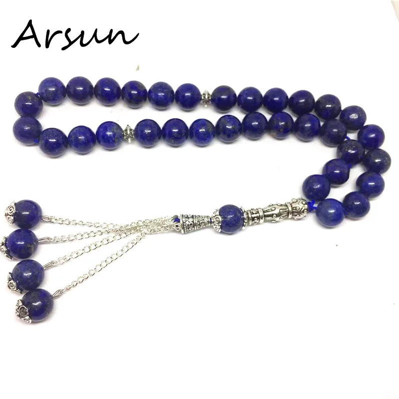 2019 New Design 10mm Lapis stone Natural Stone Men's 33 Prayer Beads Islamic Muslim Tasbih Allah