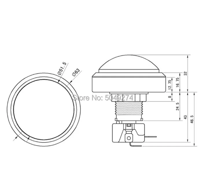 Lèvent d\'arcade illuminés par LED avec micro-interrupteur pour pièces de machine de jeu d\'arcade bricolage, grand bouton de lumière breton, gros