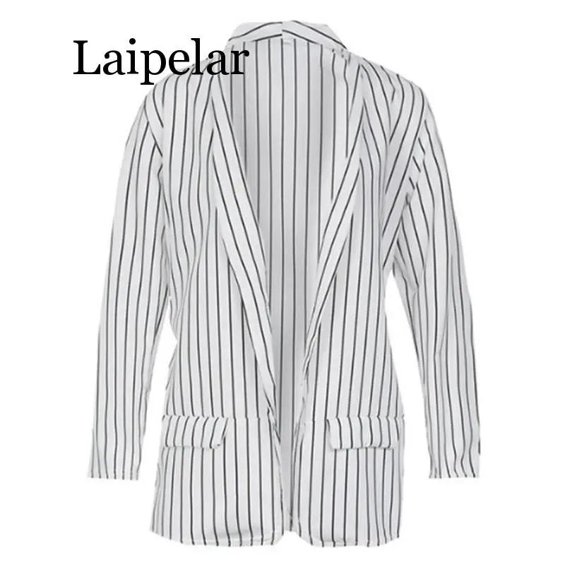 Laipelar Black And White Striped Office Suits Elegant Women Fashion Thin Jacket Spring Autumn Cardigan Femme 2019