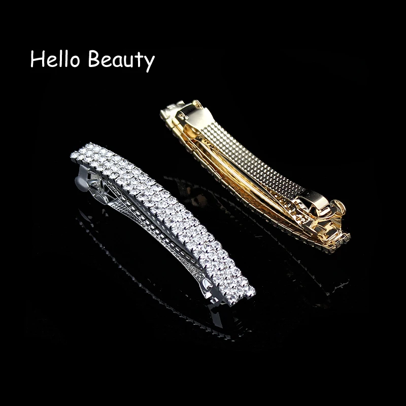 Korea Fashion Hair Jewelry Luxury Hair Accessories French Full Crystal Rhinestone Barrette Hair Clip For Women Girls