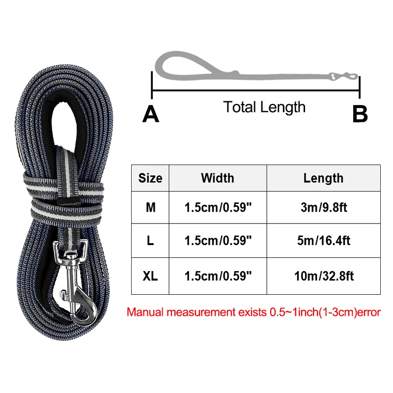 3M/5M/10M Pet Dog Chain Leash Products Accessories Nylon Anti-Skid Outdoor Training  Pet Lead Belt Soft Padded Handle Dog Leash