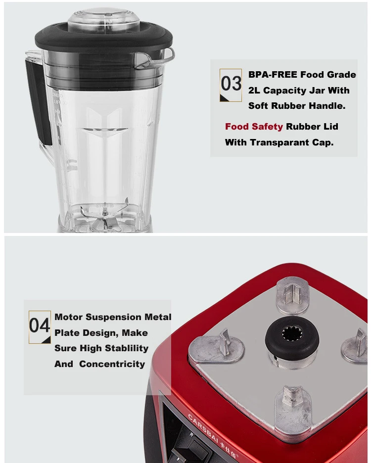 BioloMix Super Heavy Duty Commercial Professional Power Blender Juicer Food Processor Mixer 3HP 45000RPM 2200W BPA free 2L Jar