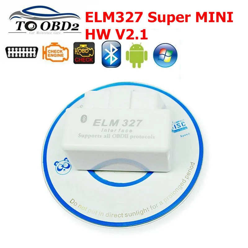 SUPER Mini ELM327 V2.1 Bluetooth OBD2 Diagnostic Tool ELM 327 Works On Android/Windows OBDII Code Reader free shipping