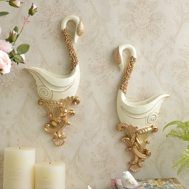 Nordic Style Art Wall Vase For Home Decor Wall Vase Holder Swan Statue Shape Art Hanging Wall Vase Wedding Decoration Wall Decor